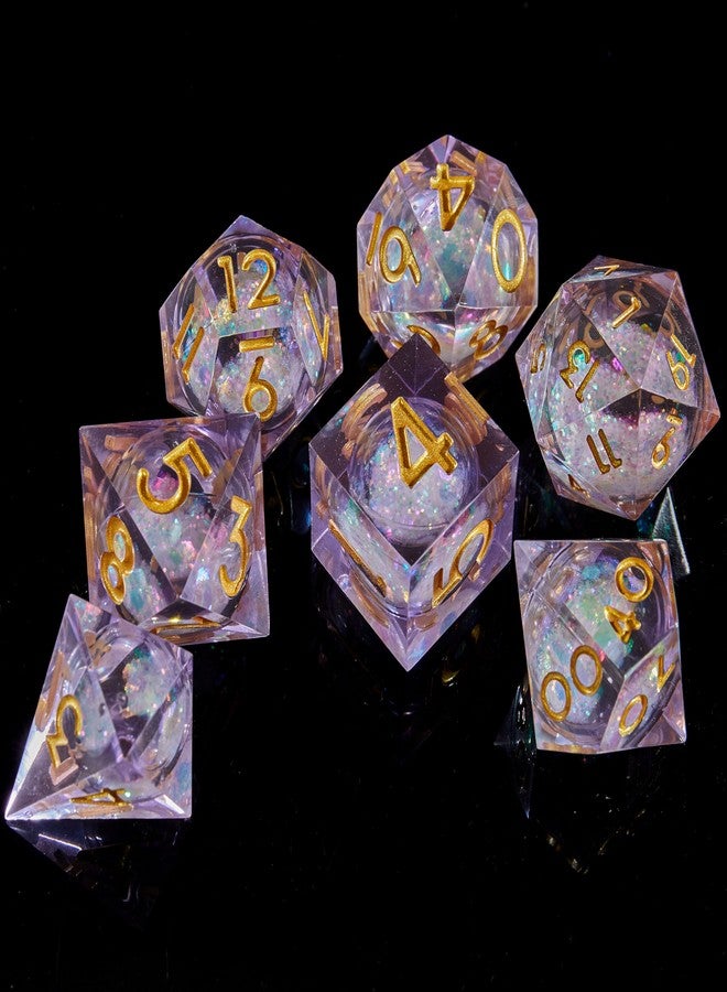 FugaCity DND Dice Set,Liquid Core Handmade Sharp Edge 7 Piece Resin Dice-Dungeons and Dragons Polyhedral Dice Set, D&D Dice Set with Gift Dice Case for RPG MTG Table Games （ - Image 2